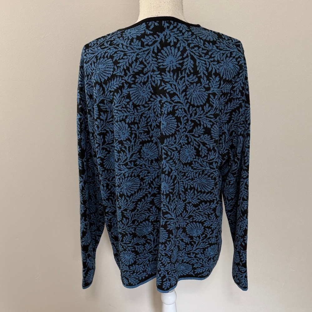NorthStyle Black & Blue Floral Knit Cardigan Sweater - Picture 6 of 7